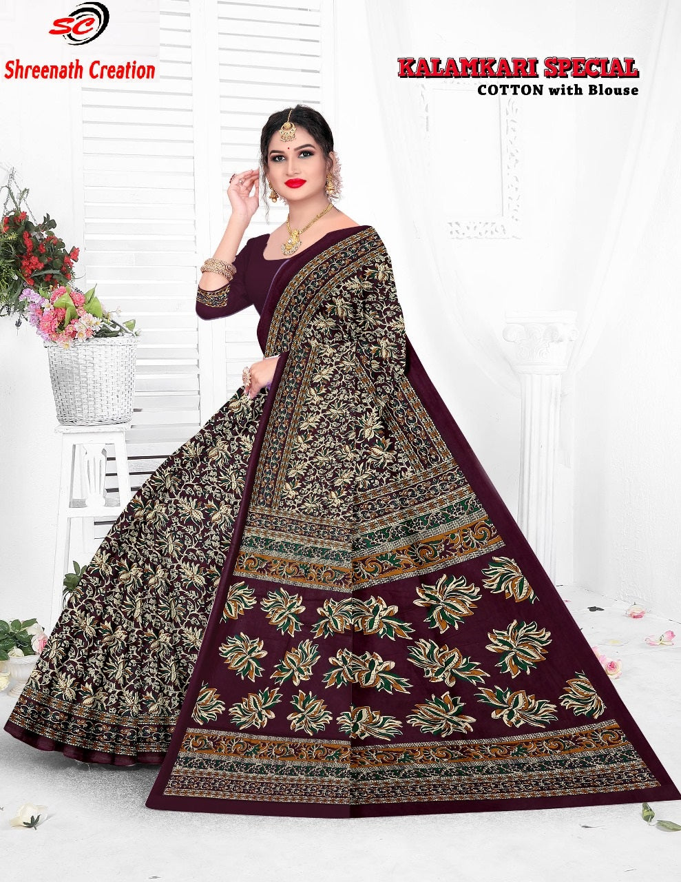 Kalamkari Special Sc Cotton Sarees Manufacturer Gujarat
