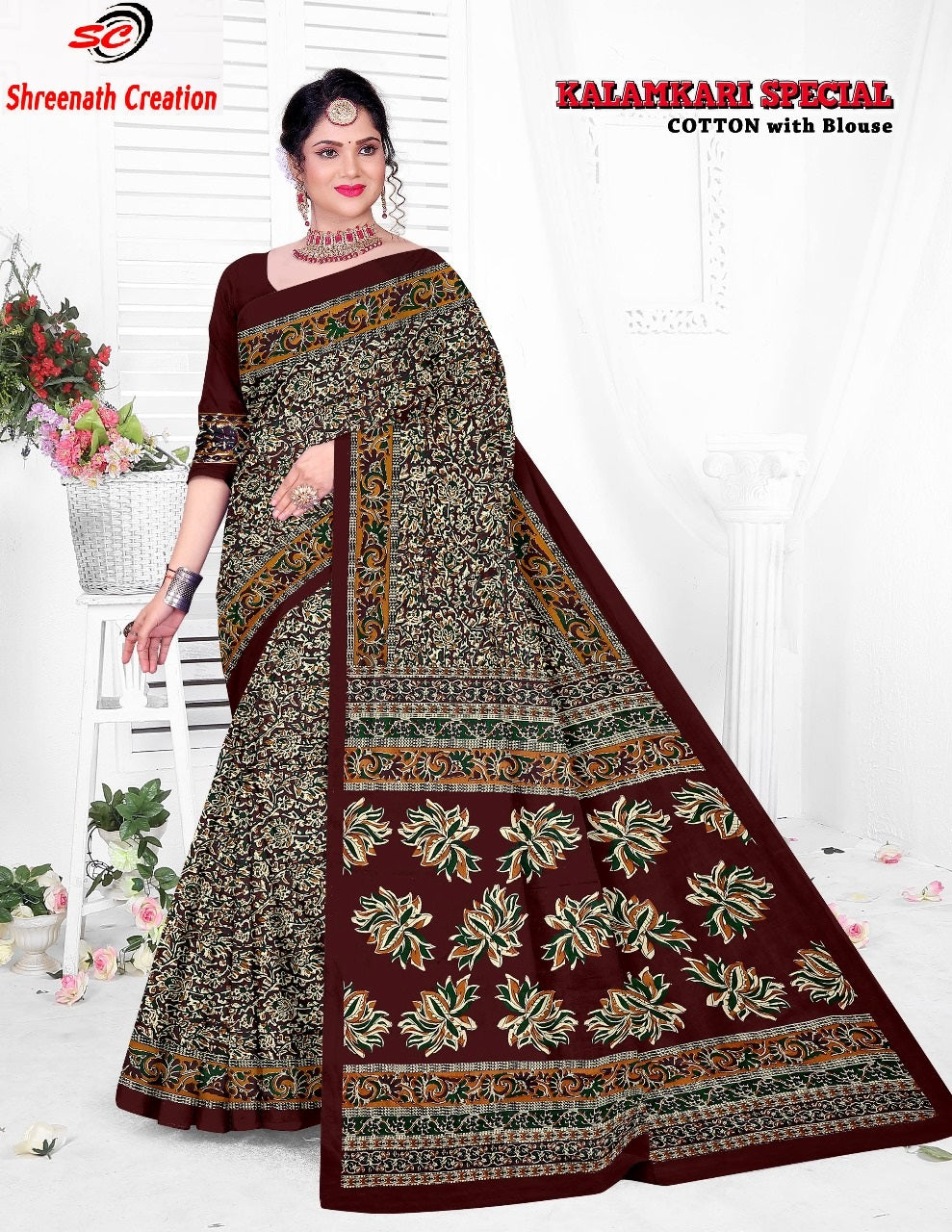 Kalamkari Special Sc Cotton Sarees Manufacturer Gujarat