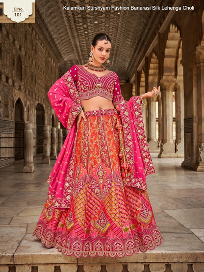 Kalamkari Surshyam Fashion Banarasi Silk Lehenga Choli Exporter India