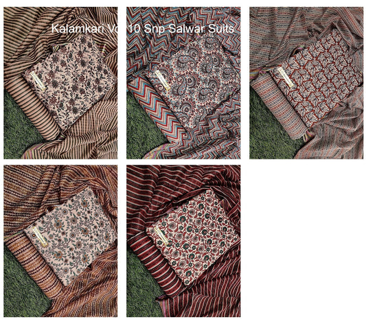 Kalamkari Vol 10 Snp Cotton Satin Salwar Suits Wholesaler