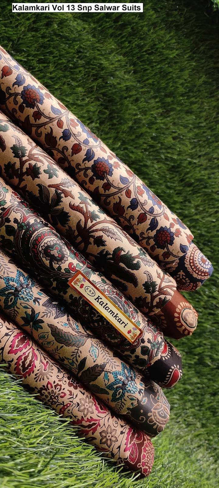 Kalamkari Vol 13 Snp Satin Cotton Salwar Suits Manufacturer Gujarat