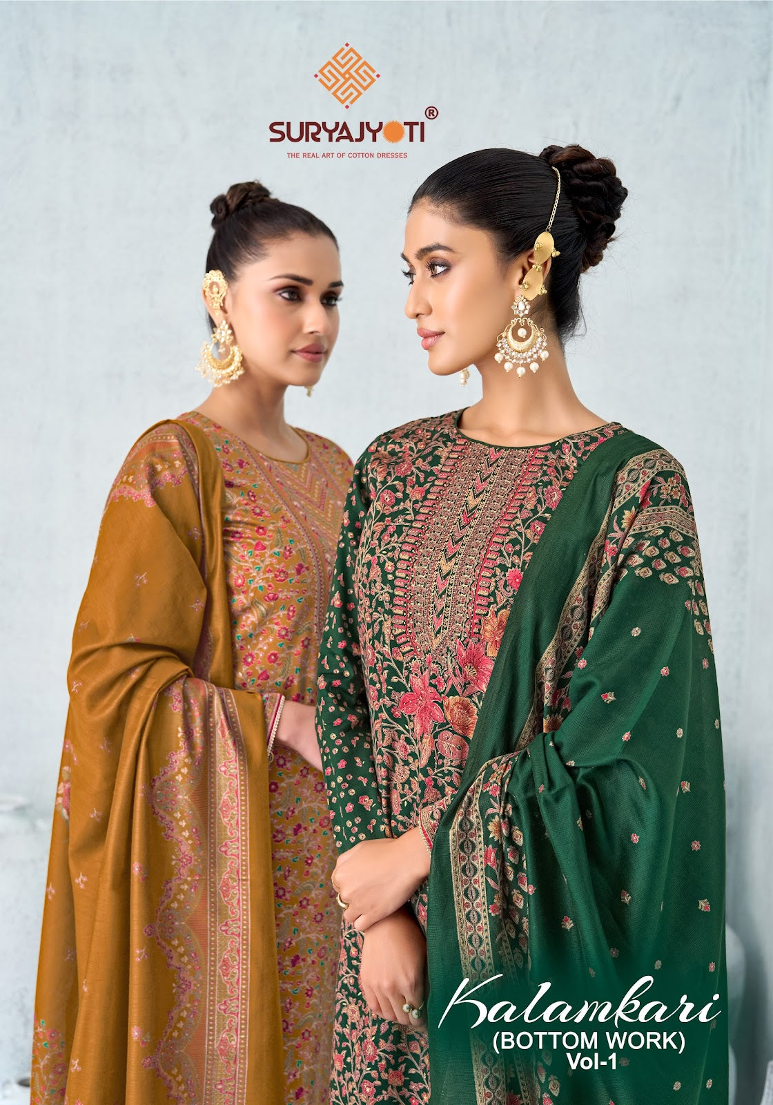 Kalamkari Vol 1 Bottom Work Suryajyoti Jaam Satin Pant Style Suits Wholesale Price
