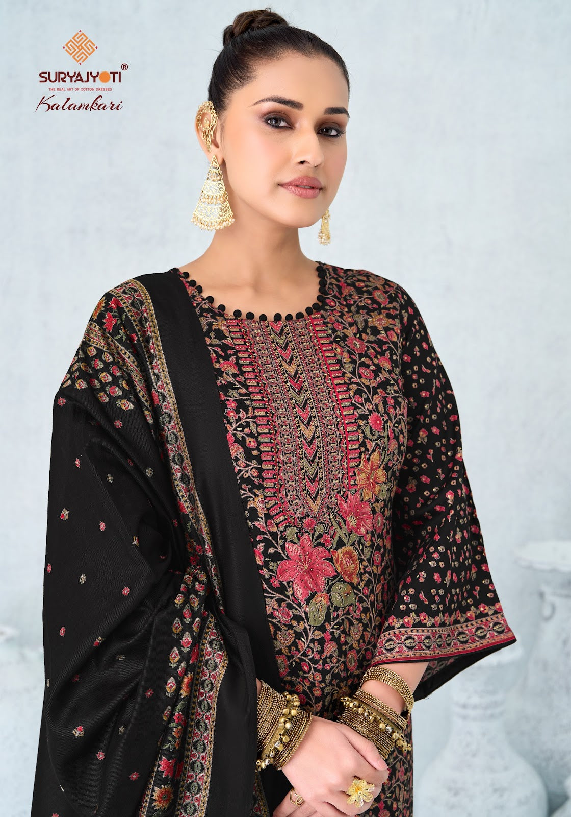 Kalamkari Vol 1 Bottom Work Suryajyoti Jaam Satin Pant Style Suits Wholesale Price