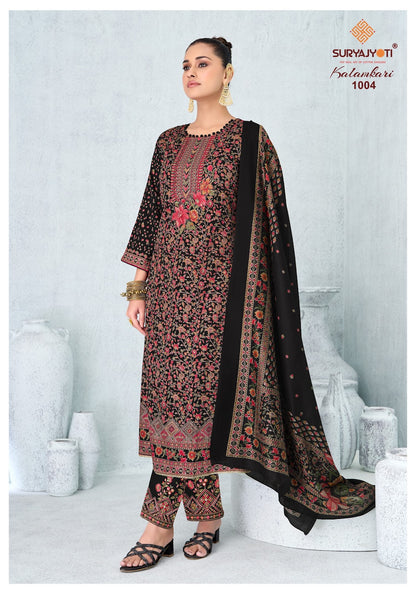 Kalamkari Vol 1 Bottom Work Suryajyoti Jaam Satin Pant Style Suits Wholesale Price
