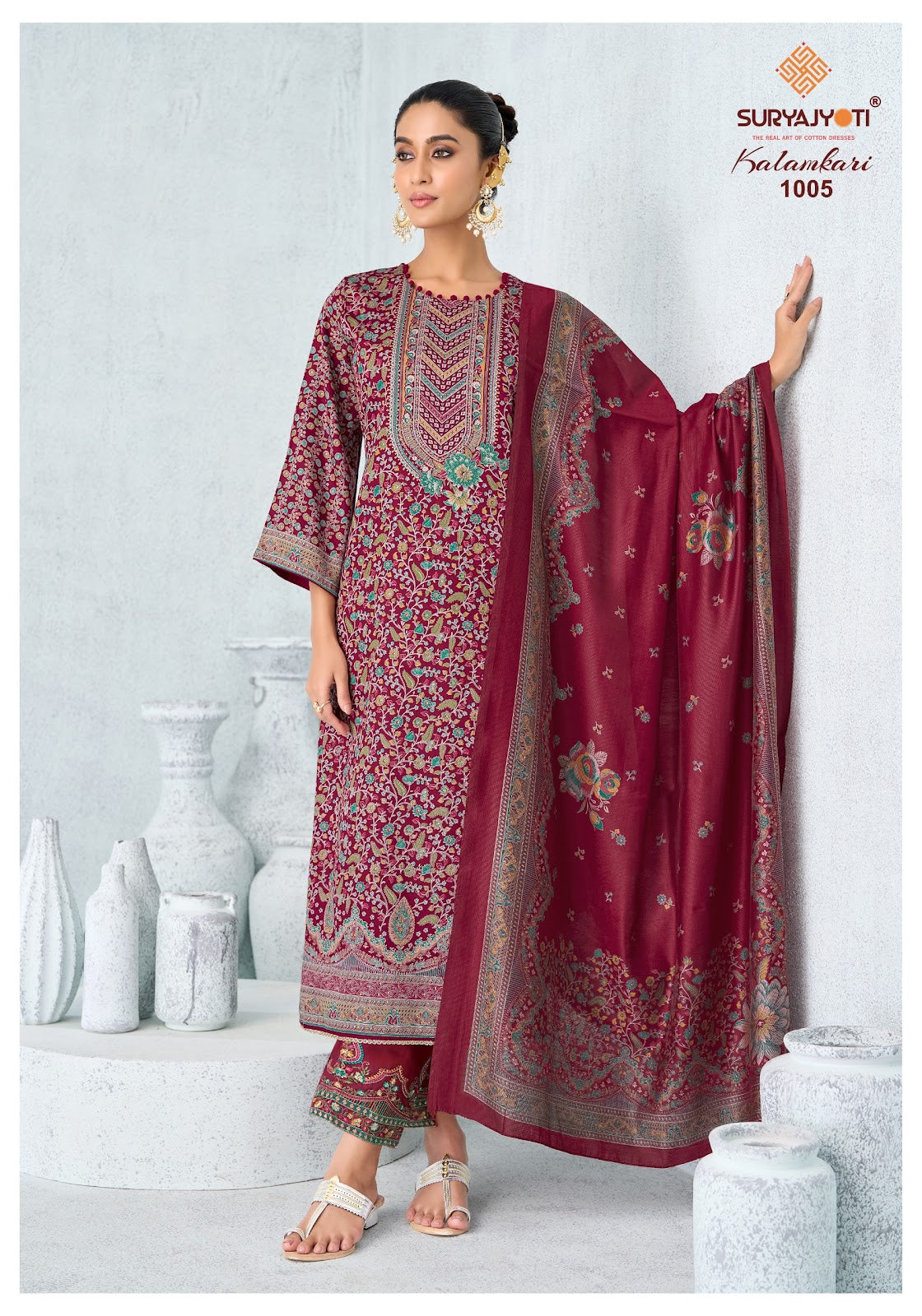 Kalamkari Vol 1 Bottom Work Suryajyoti Jaam Satin Pant Style Suits Wholesale Price