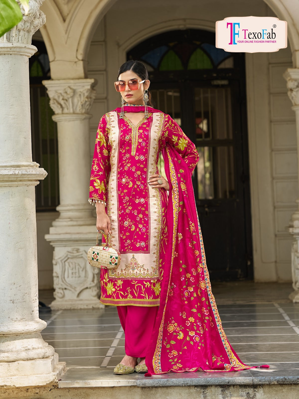 Kalamkari Vol 2 Texofab Crape Silk Readymade Pant Style Suits Manufacturer
