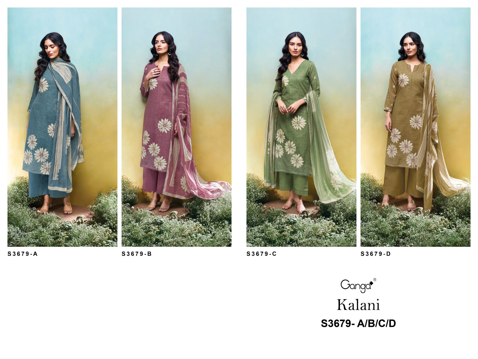 Kalani 3679 Ganga Premium Cotton Plazzo Style Suits Manufacturer India