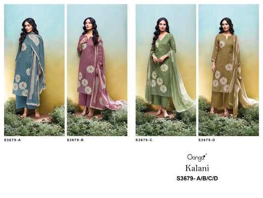 Kalani 3679 Ganga Premium Cotton Plazzo Style Suits Manufacturer India