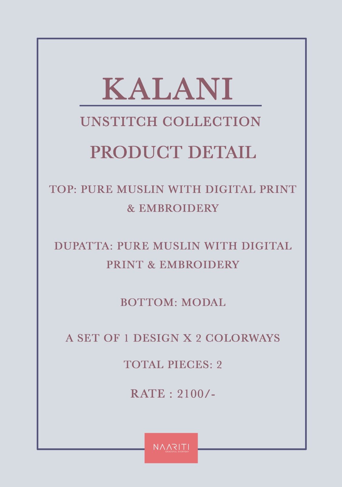 Kalani Naariti Muslin Pant Style Suits Manufacturer Ahmedabad