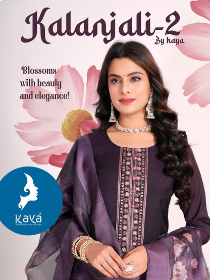 Kalanjali 2 Kaya Roman Silk Readymade Pant Style Suits Exporter