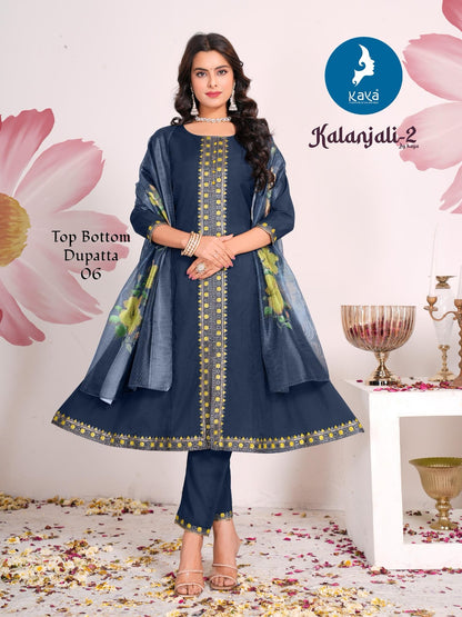 Kalanjali 2 Kaya Roman Silk Readymade Pant Style Suits Exporter