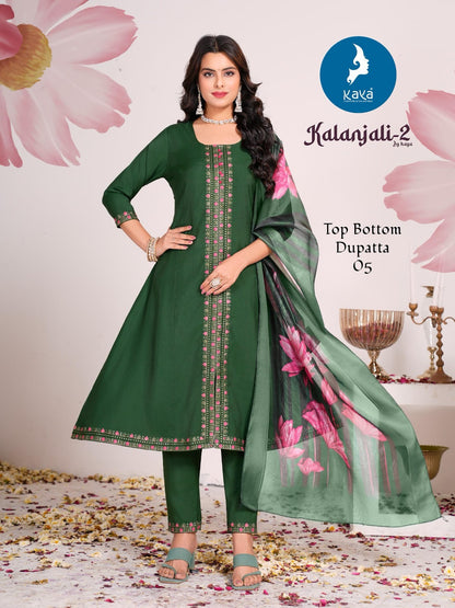 Kalanjali 2 Kaya Roman Silk Readymade Pant Style Suits Exporter