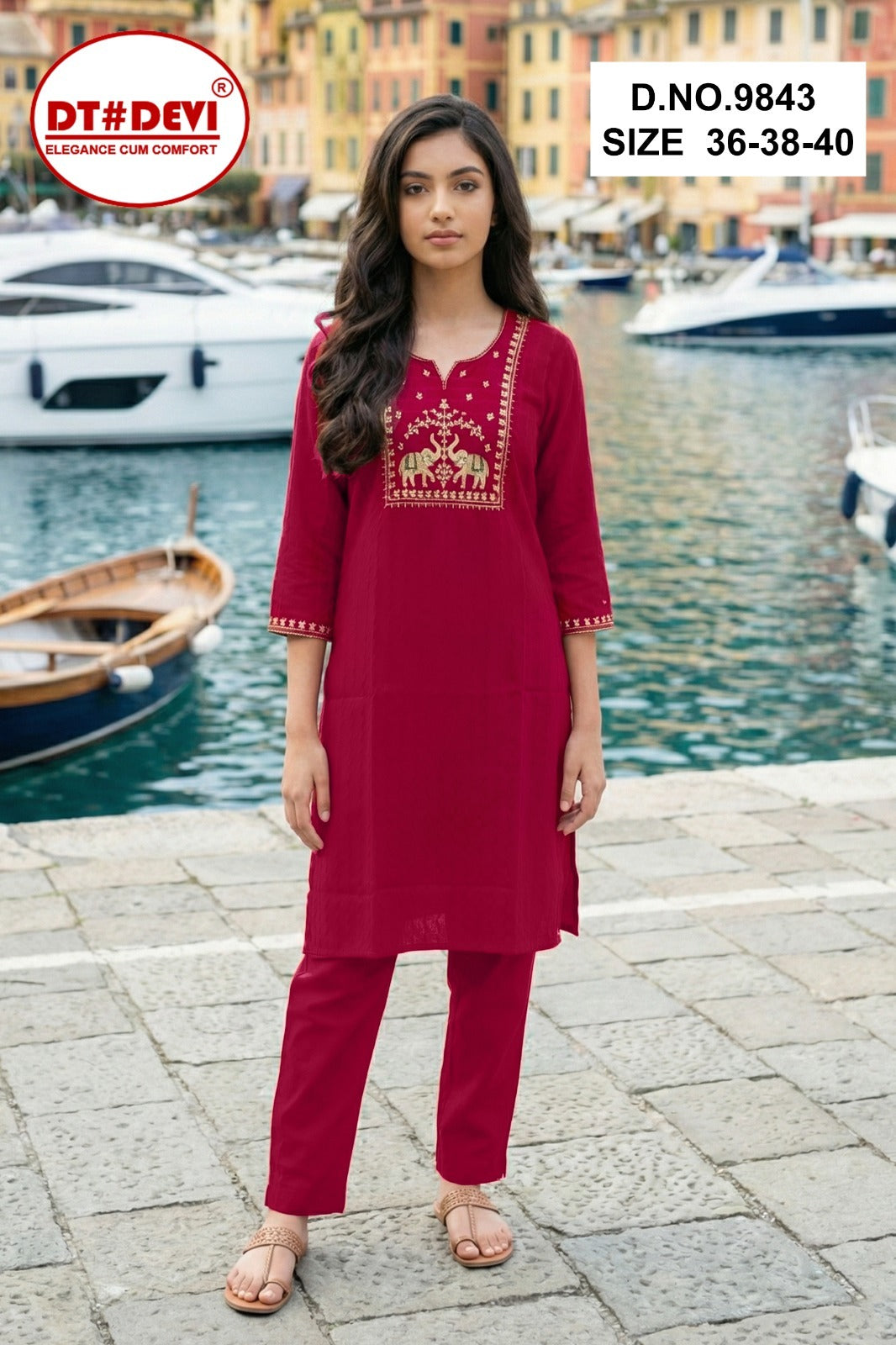 Kalapi 3 9843 Dt Devi Roman Silk Girls Kurti Pant Exporter India