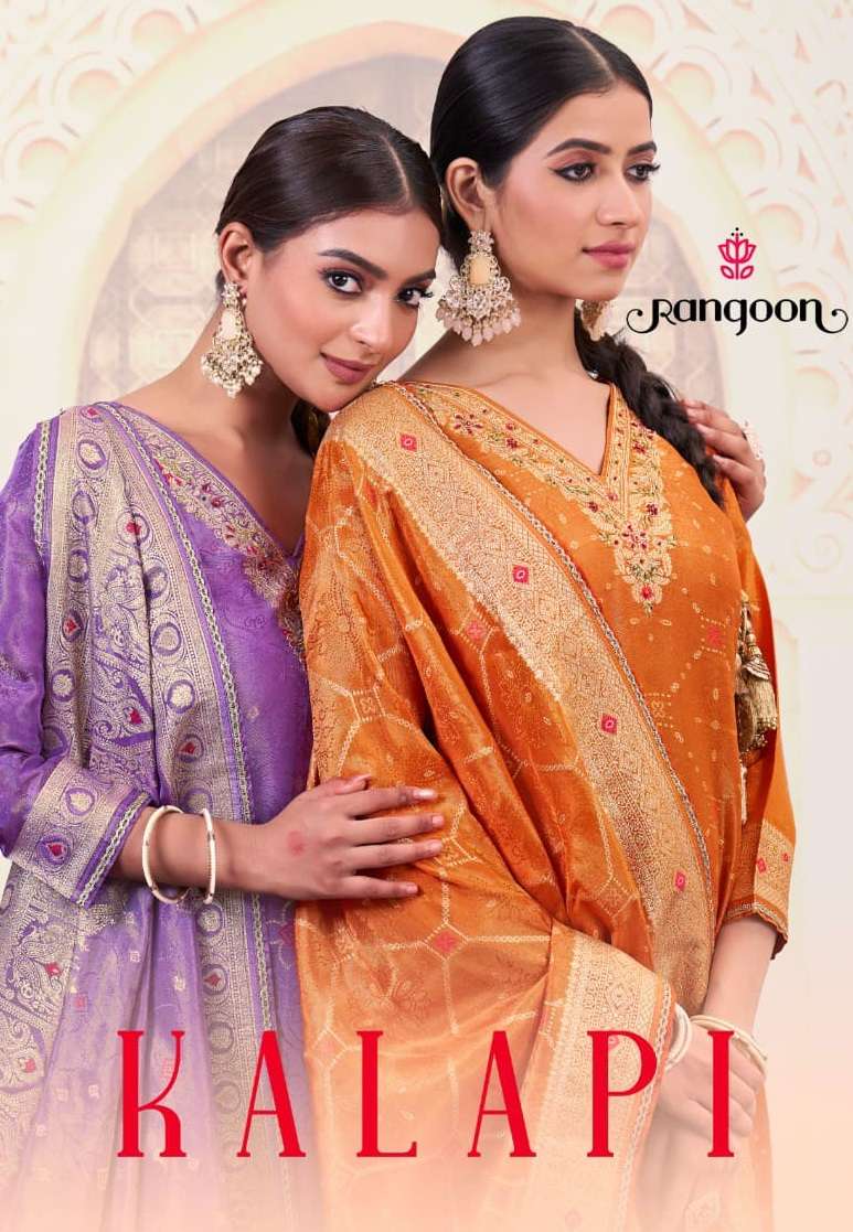 Kalapi Rangoon Shimmer Readymade Pant Style Suits Exporter