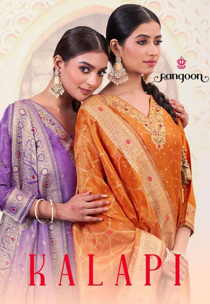 Kalapi Rangoon Shimmer Readymade Pant Style Suits Exporter