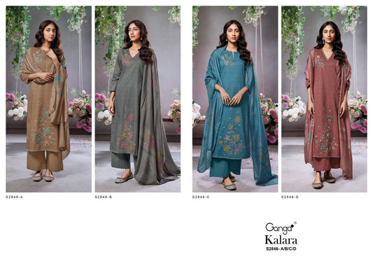 Kalara S2846 Ganga Cotton Plazzo Style Suits Supplier Gujarat