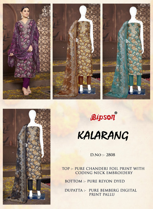 Kalarang 2808 Bipson Prints Chanderi Pant Style Suits Manufacturer Gujarat