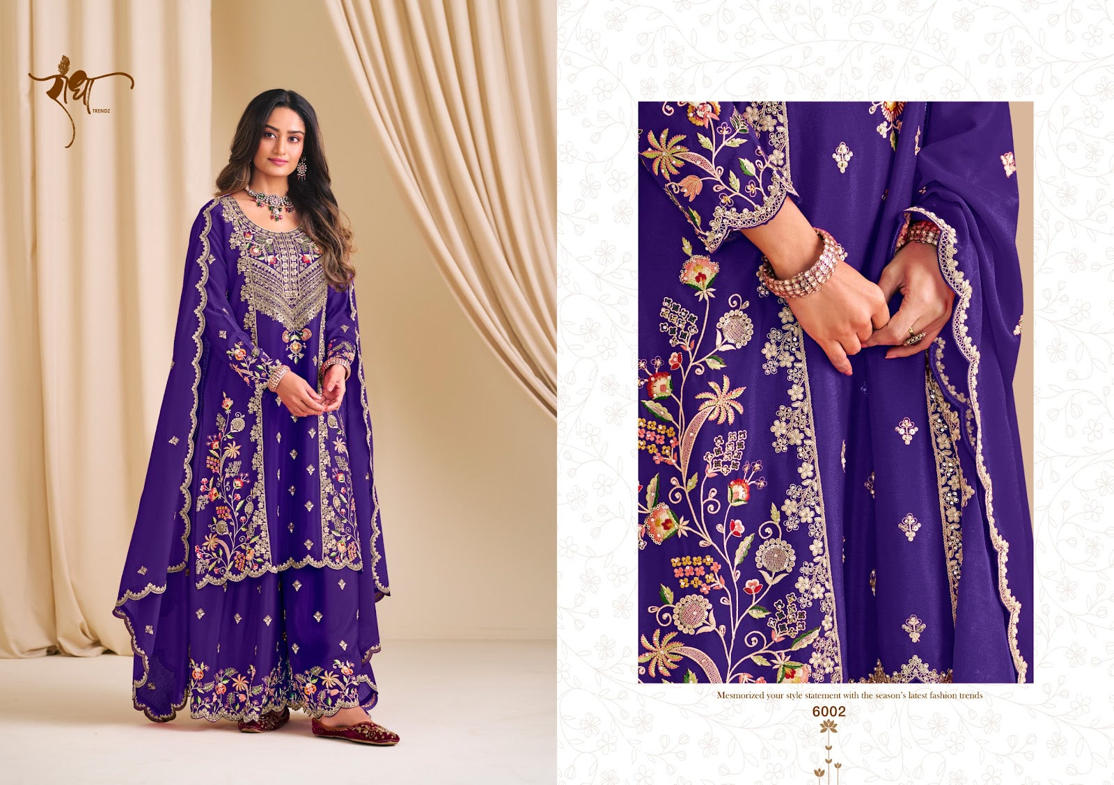 Kalash Radha Trendz Chinon Readymade Plazzo Style Suits Wholesaler