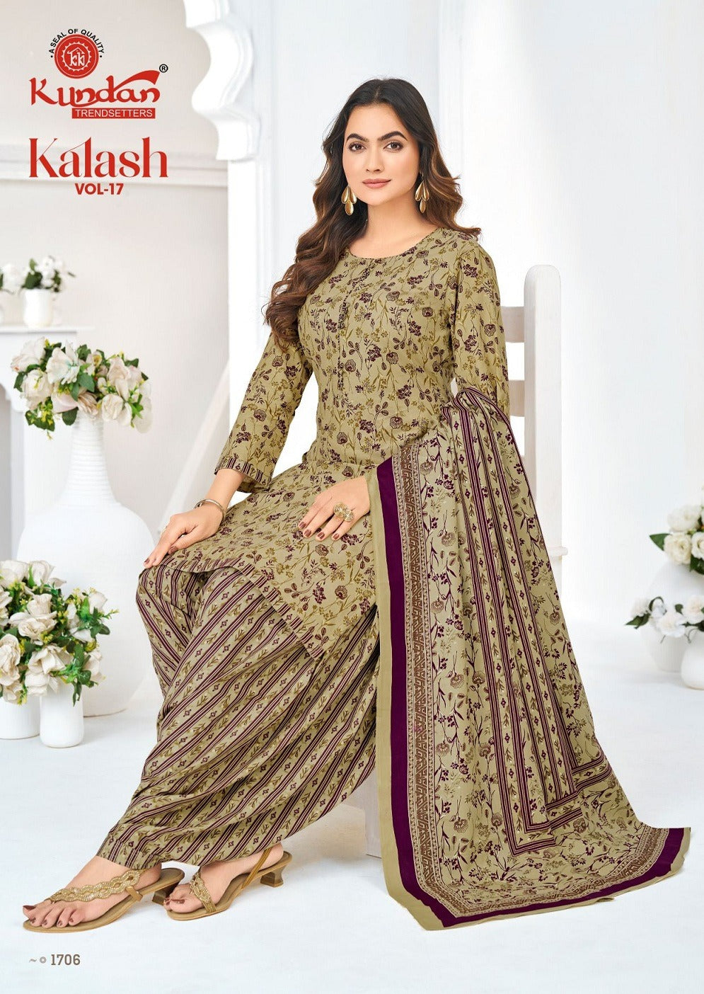 Kalash Vol 17 Kundan Pure Cotton Readymade Cotton Patiyala Suits Wholesaler Gujarat