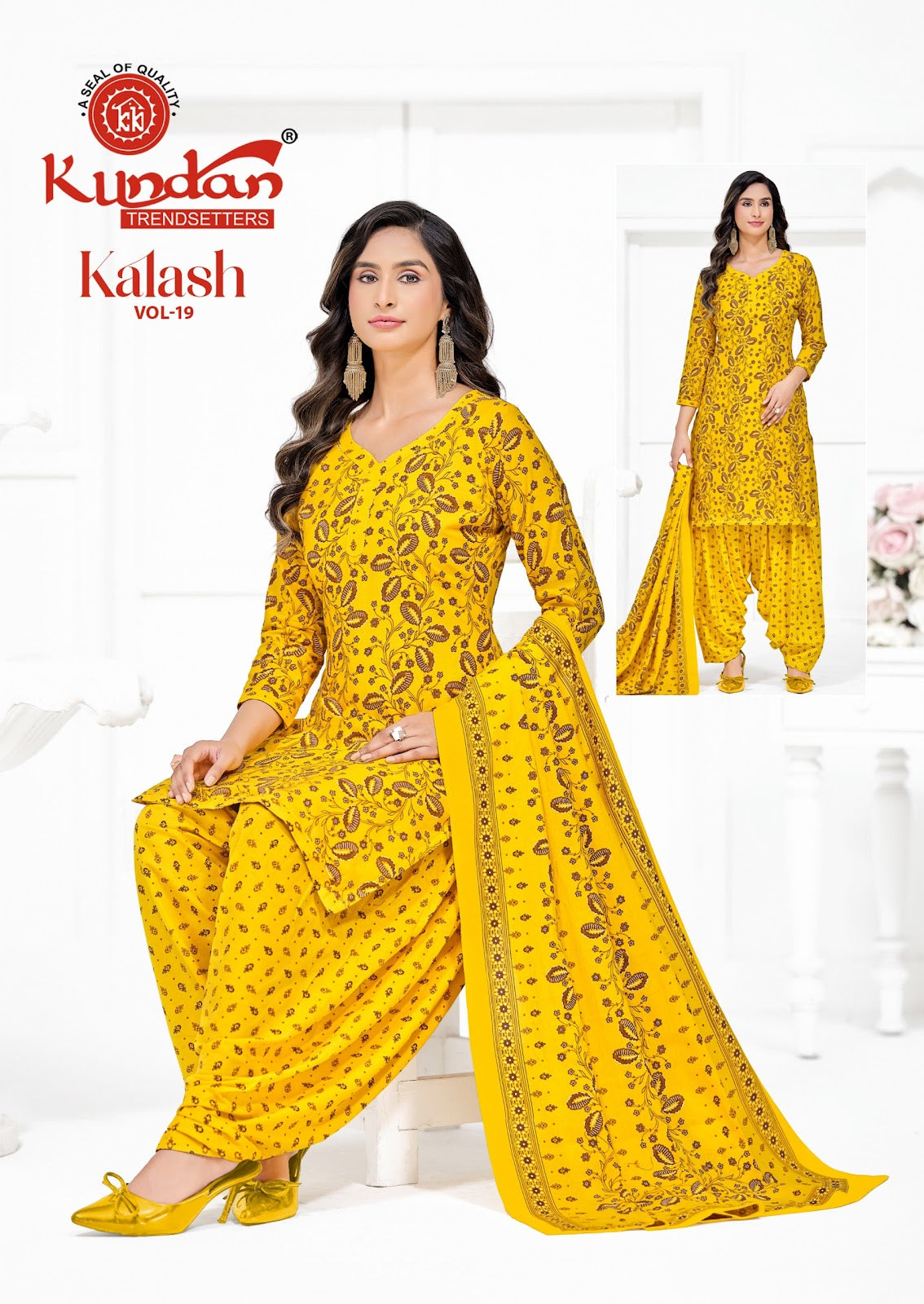 Kalash Vol 19 Kundan Cotton Dress Material Wholesaler Ahmedabad
