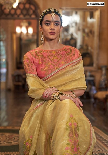 Kalasutra Kalaakand Gold Tissue Sarees Wholesaler Gujarat