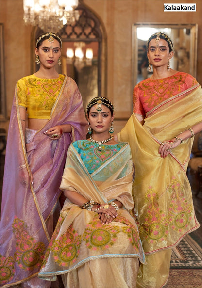 Kalasutra Kalaakand Gold Tissue Sarees Wholesaler Gujarat