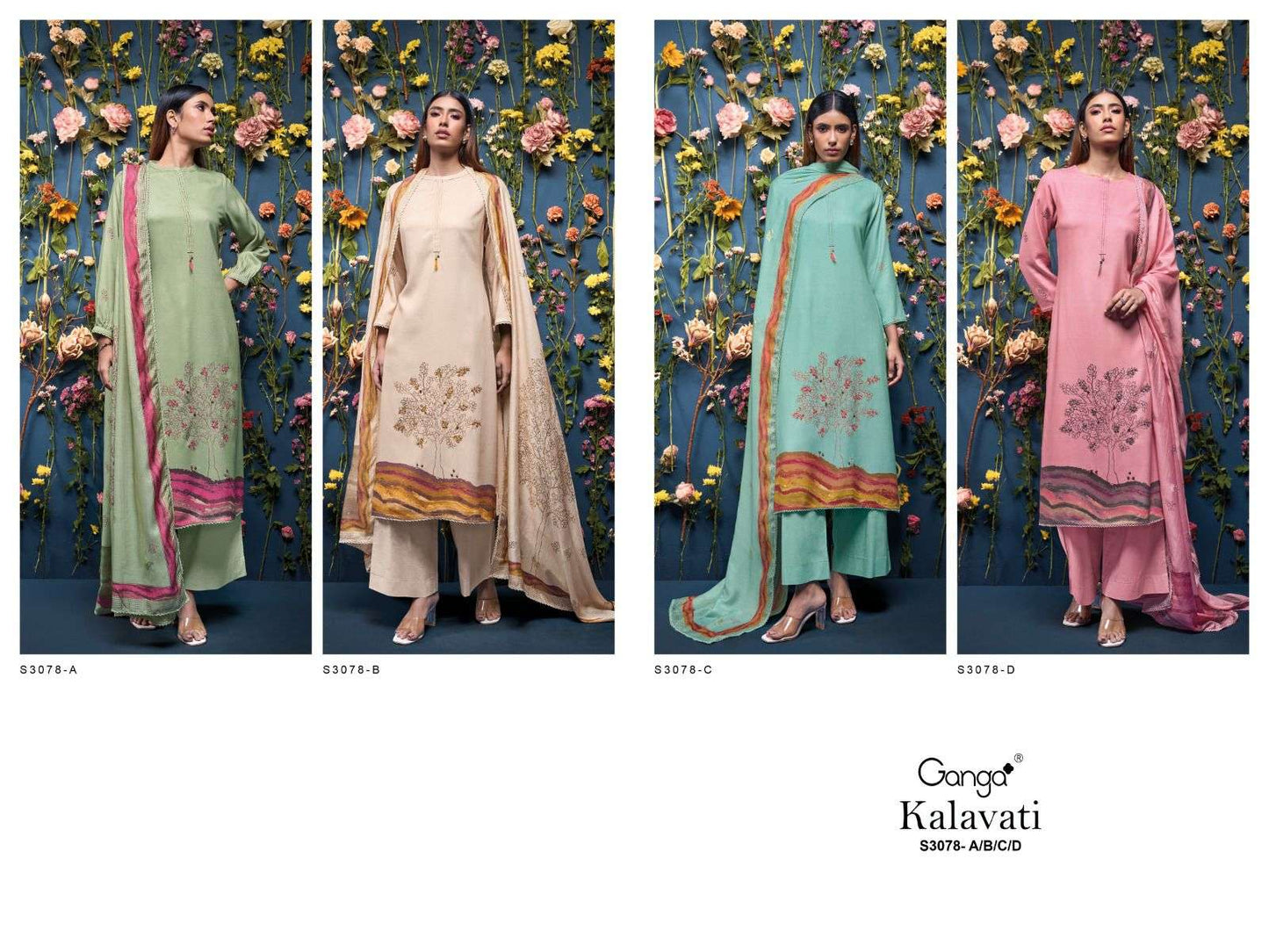 Kalavati S3078 Ganga Premium Plazzo Style Suits Exporter Gujarat