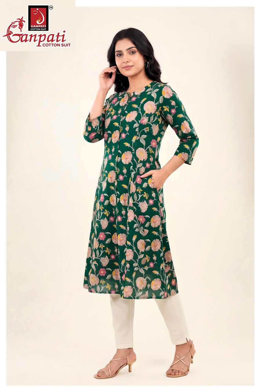 Kalavati Vol 1 Ganpati Cotton A-Line Kurti Wholesaler Ahmedabad