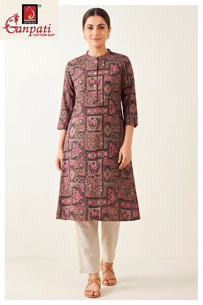 Kalavati Vol 1 Ganpati Cotton A-Line Kurti Wholesaler Ahmedabad