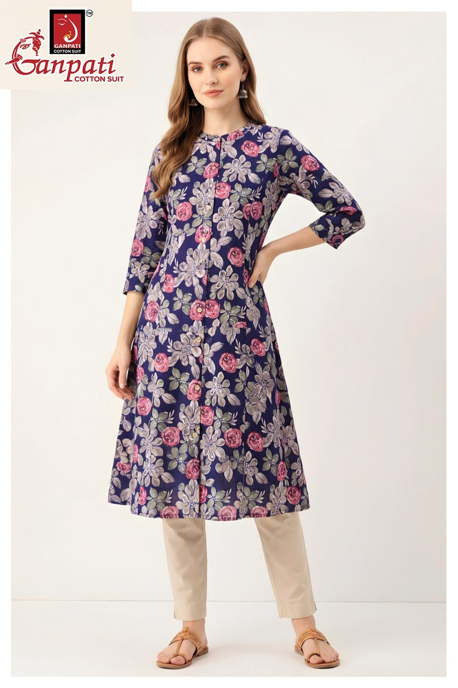 Kalavati Vol 1 Ganpati Cotton A-Line Kurti Wholesaler Ahmedabad