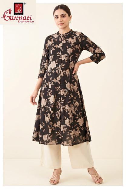 Kalavati Vol 1 Ganpati Cotton A-Line Kurti Wholesaler Ahmedabad