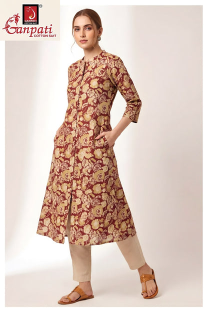 Kalavati Vol 1 Ganpati Cotton A-Line Kurti Wholesaler Ahmedabad