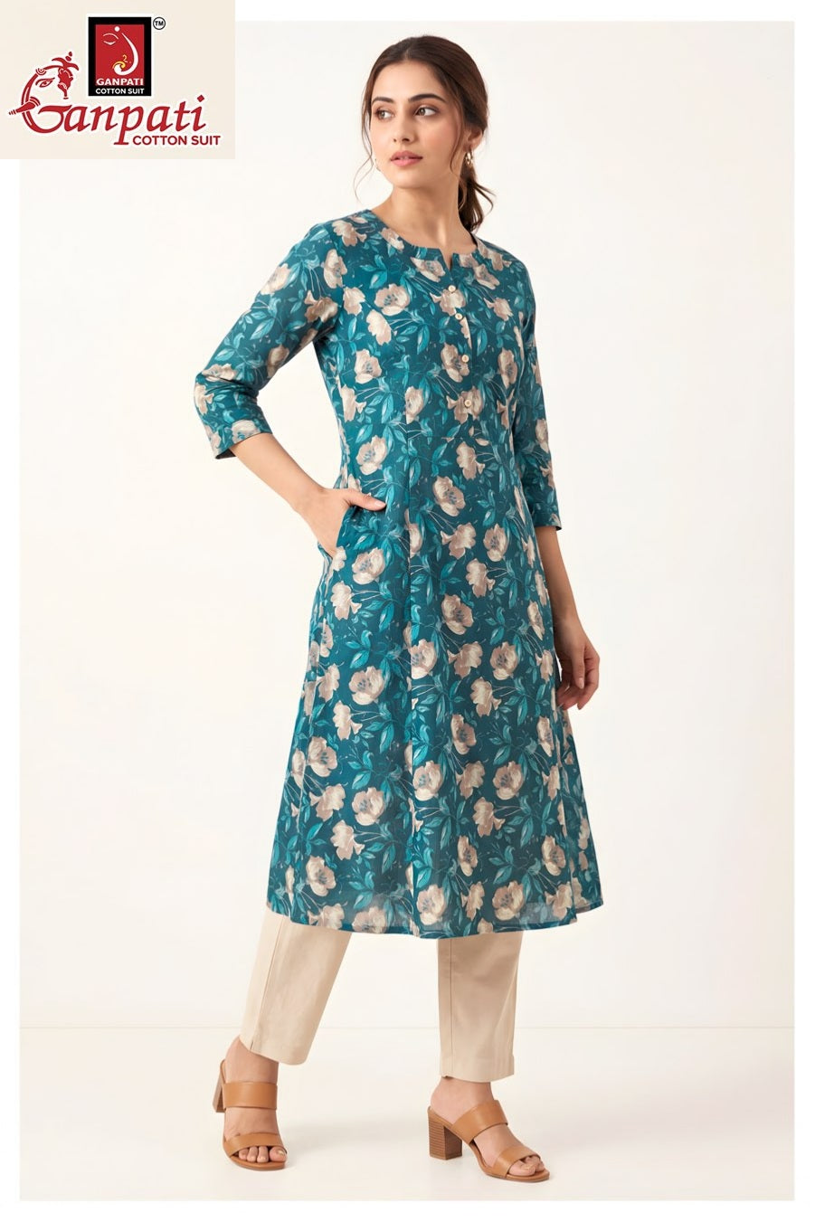 Kalavati Vol 1 Ganpati Cotton A-Line Kurti Wholesaler Ahmedabad