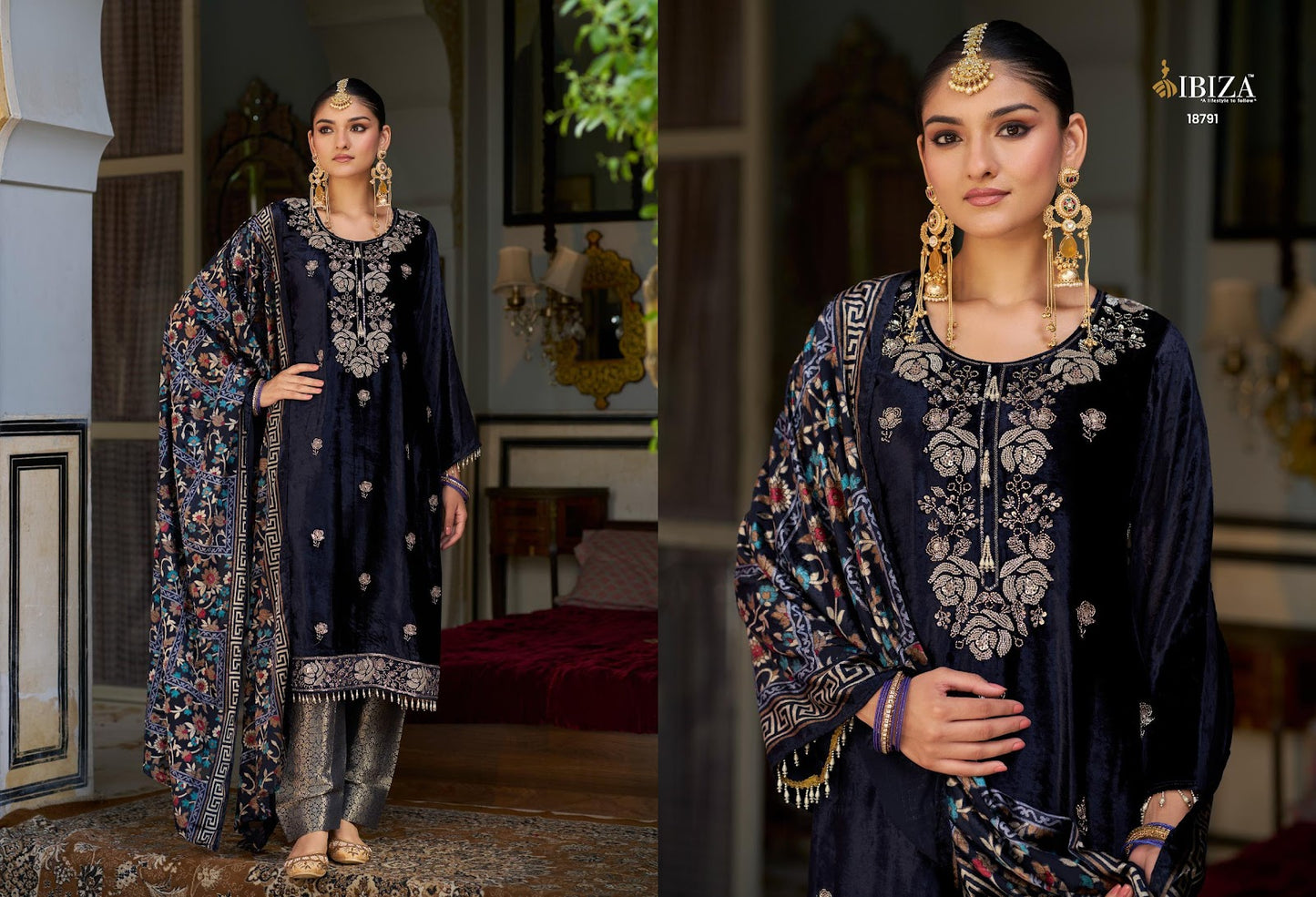 Kalindi Ibiza Pure Viscose Velvet Suits Wholesaler Gujarat