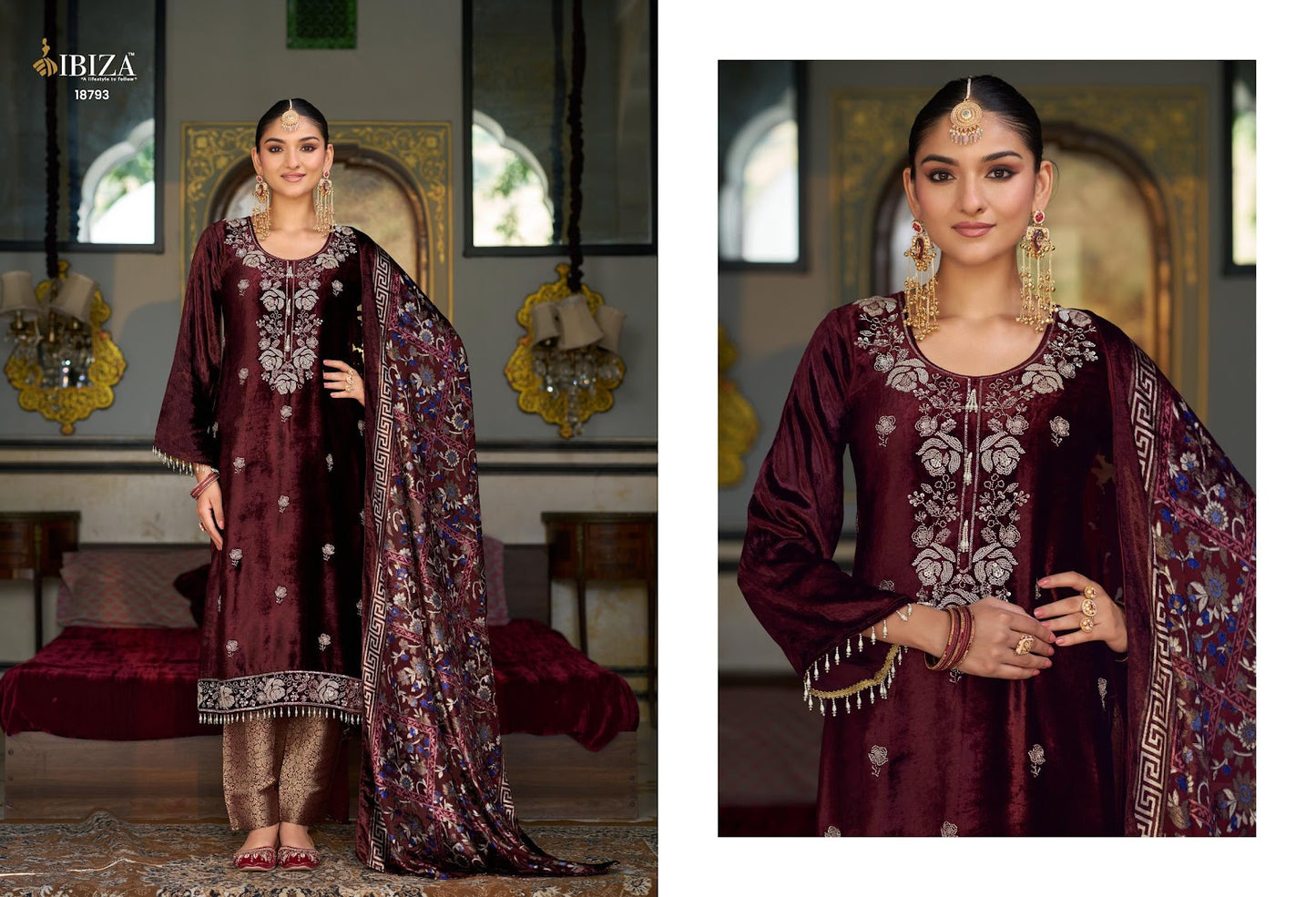 Kalindi Ibiza Pure Viscose Velvet Suits Wholesaler Gujarat