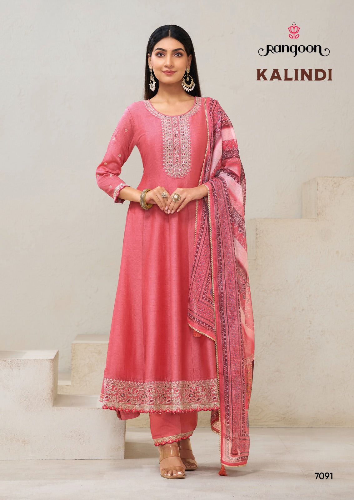 Kalindi Rangoon Silk Readymade Anarkali Suits Supplier Ahmedabad