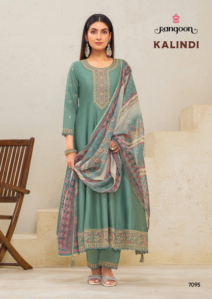 Kalindi Rangoon Silk Readymade Anarkali Suits Supplier Ahmedabad