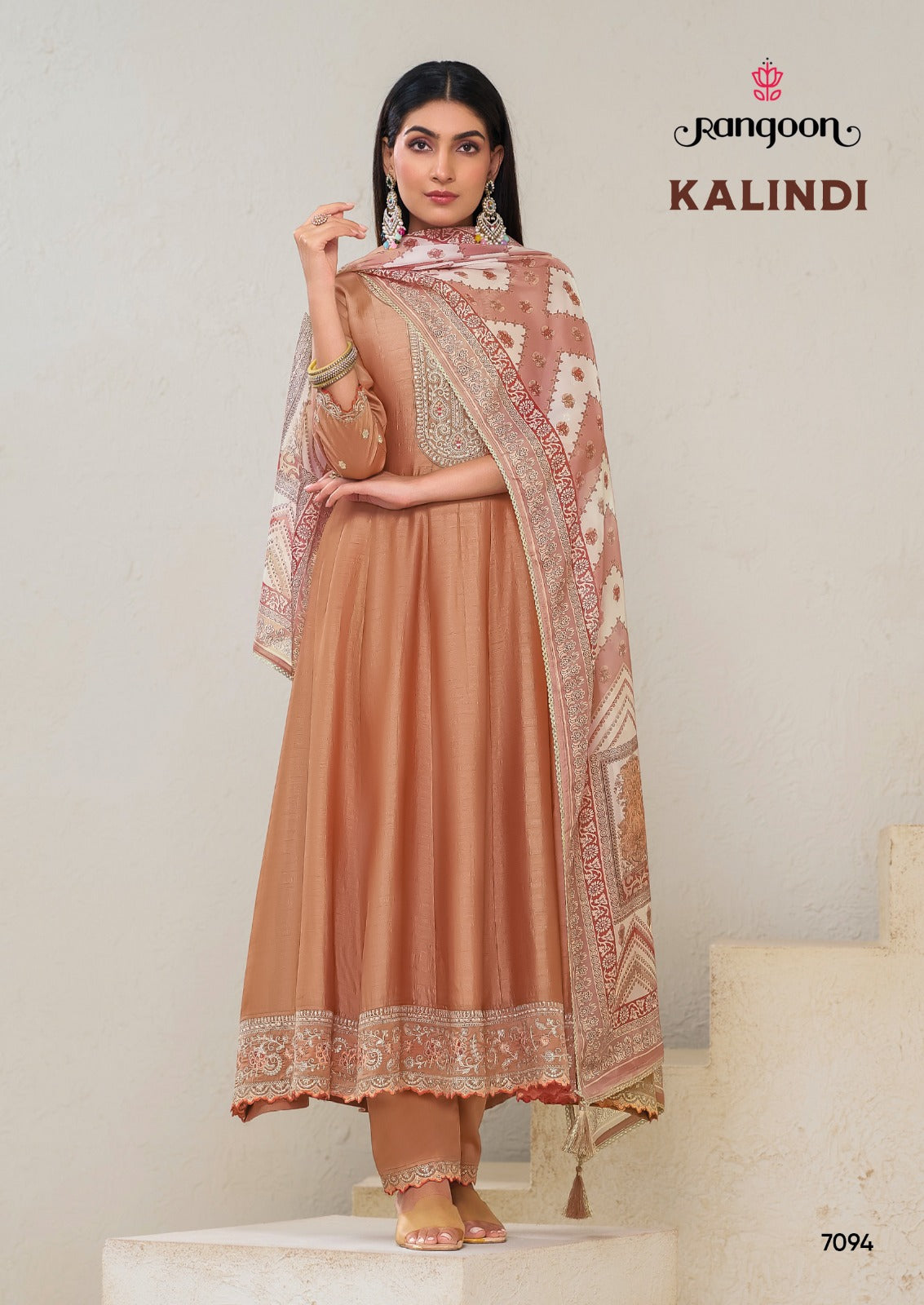 Kalindi Rangoon Silk Readymade Anarkali Suits Supplier Ahmedabad