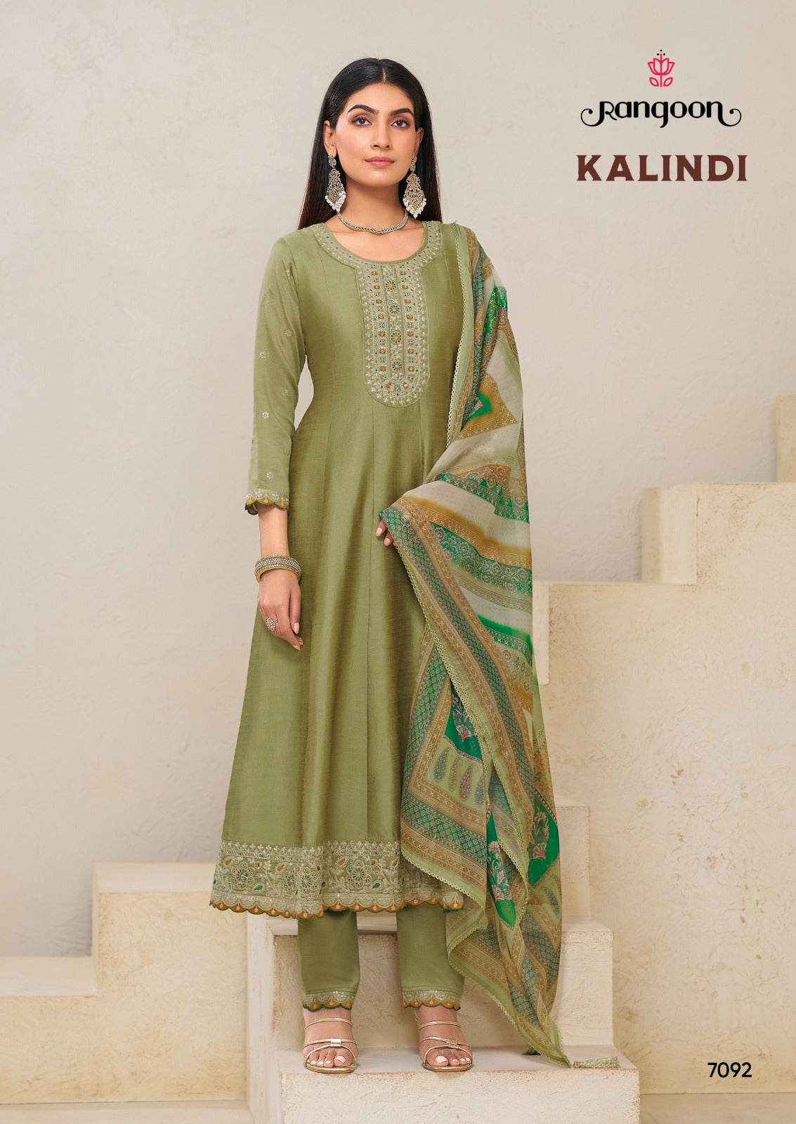 Kalindi Rangoon Silk Readymade Anarkali Suits Supplier Ahmedabad