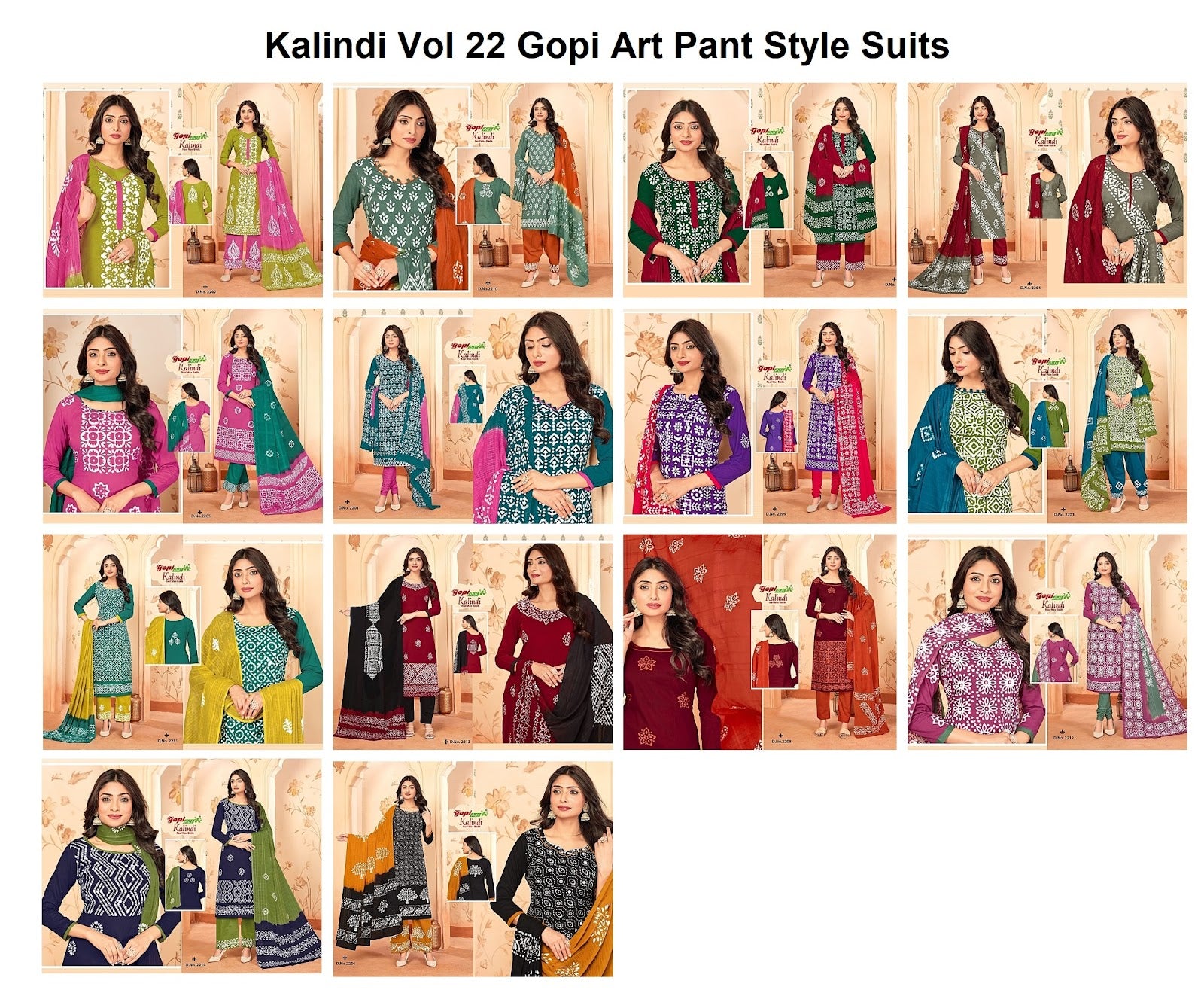 Kalindi Vol 22 Gopi Art Wax Batik Pant Style Suits Exporter Ahmedabad