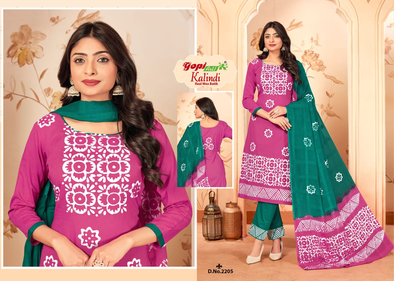 Kalindi Vol 22 Gopi Art Wax Batik Pant Style Suits Exporter Ahmedabad