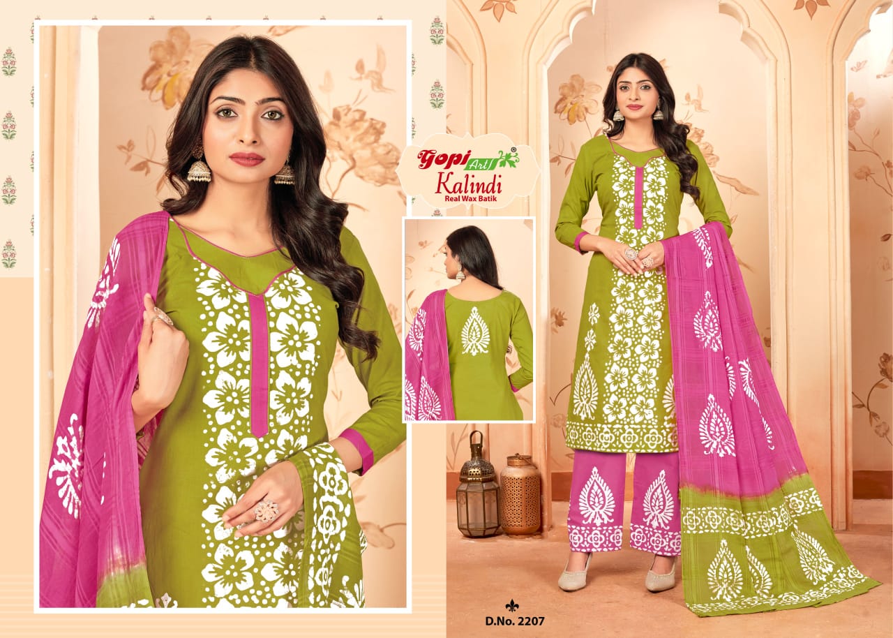 Kalindi Vol 22 Gopi Art Wax Batik Pant Style Suits Exporter Ahmedabad