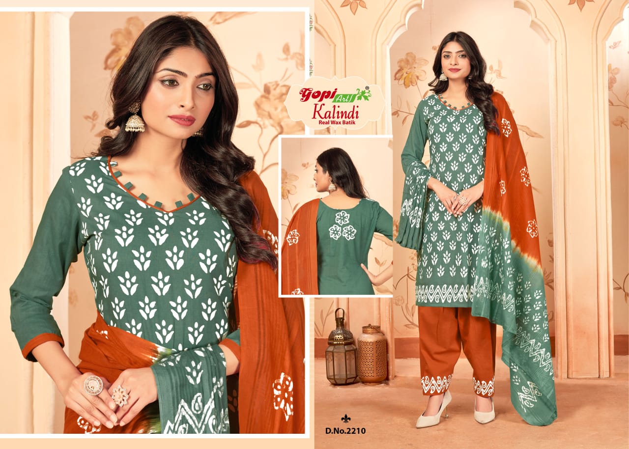 Kalindi Vol 22 Gopi Art Wax Batik Pant Style Suits Exporter Ahmedabad