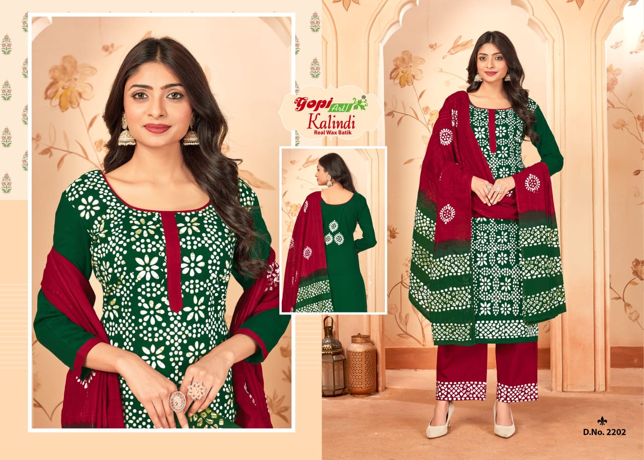 Kalindi Vol 22 Gopi Art Wax Batik Pant Style Suits Exporter Ahmedabad