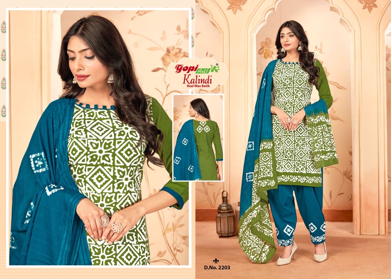 Kalindi Vol 22 Gopi Art Wax Batik Pant Style Suits Exporter Ahmedabad