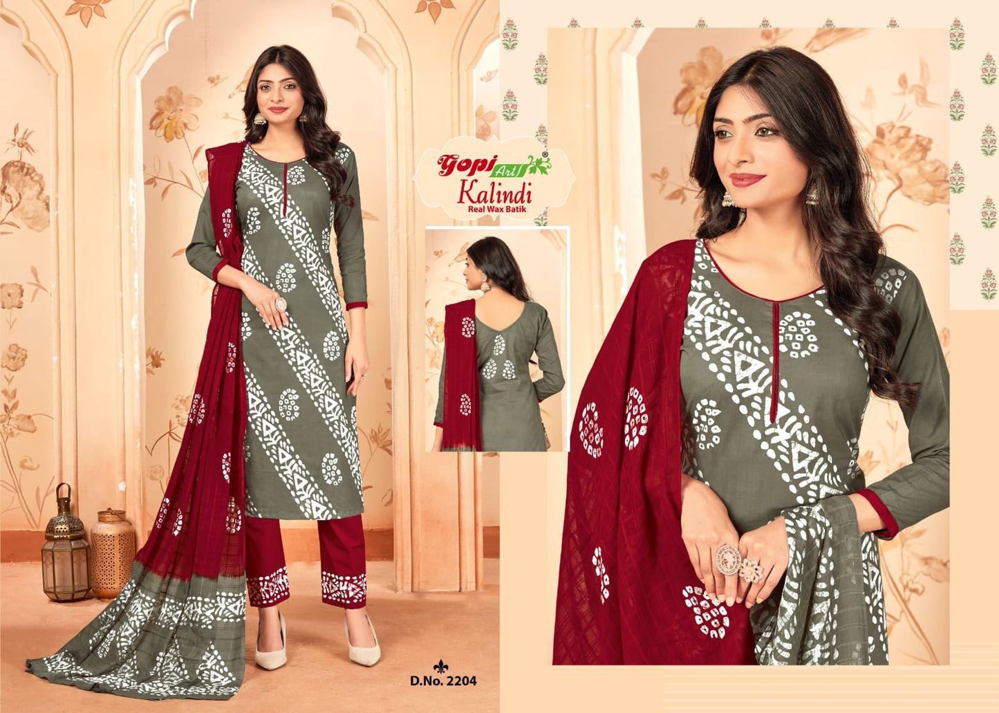 Kalindi Vol 22 Gopi Art Wax Batik Pant Style Suits Exporter Ahmedabad