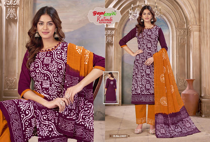 Kalindi Vol 24 Gopi Art Cotton Pant Style Suits Supplier Gujarat