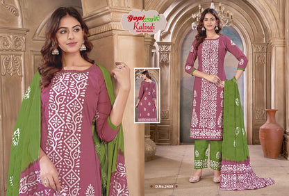 Kalindi Vol 24 Gopi Art Cotton Pant Style Suits Supplier Gujarat