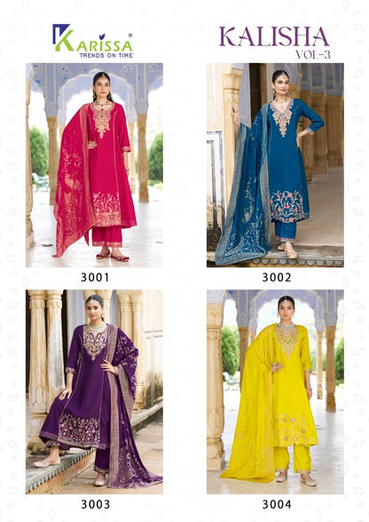 Kalisha Vol 3 Karissa Roman Silk Readymade Anarkali Suits Supplier Gujarat