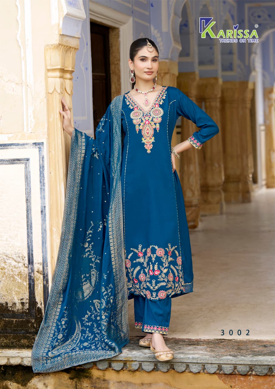 Kalisha Vol 3 Karissa Roman Silk Readymade Anarkali Suits Supplier Gujarat